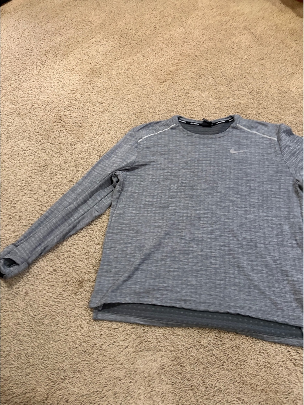 Men's Nike Therma Long Sleeve Running Top Shirt grey XLarge